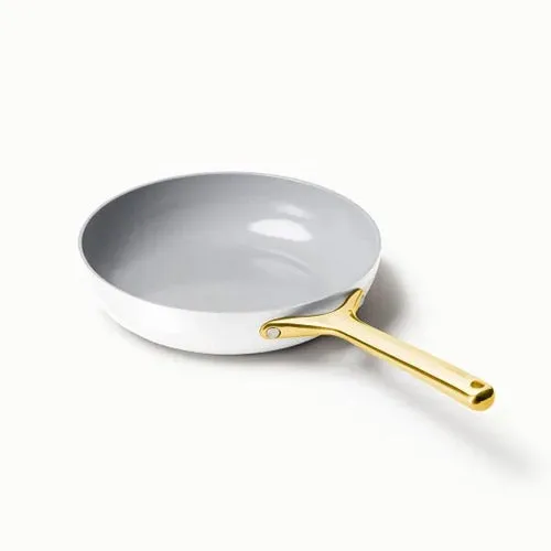 10.5" Iconics Nonstick Ceramic Fry Pan, White/Gold