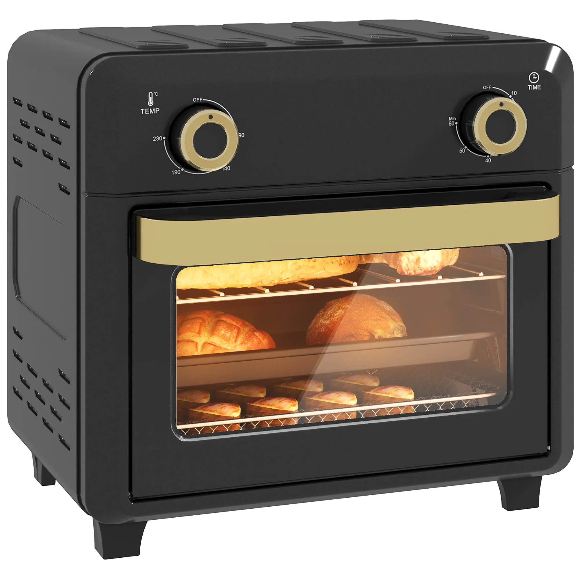 10L Air Fryer Oven, Electric Oven, Grill, Roast, Bake, 1000W, Black