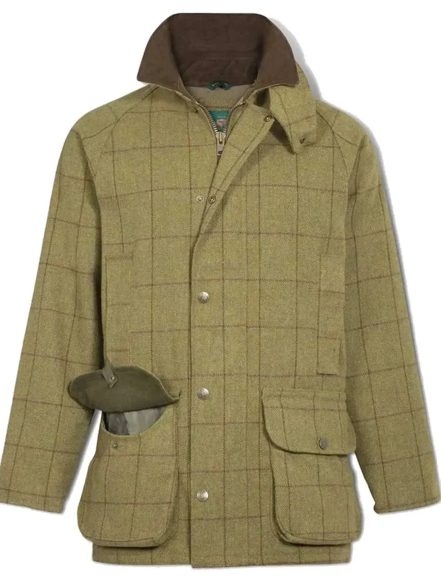 30% OFF - ALAN PAINE Rutland Shooting Coat - Kids Waterproof Tweed - Lichen