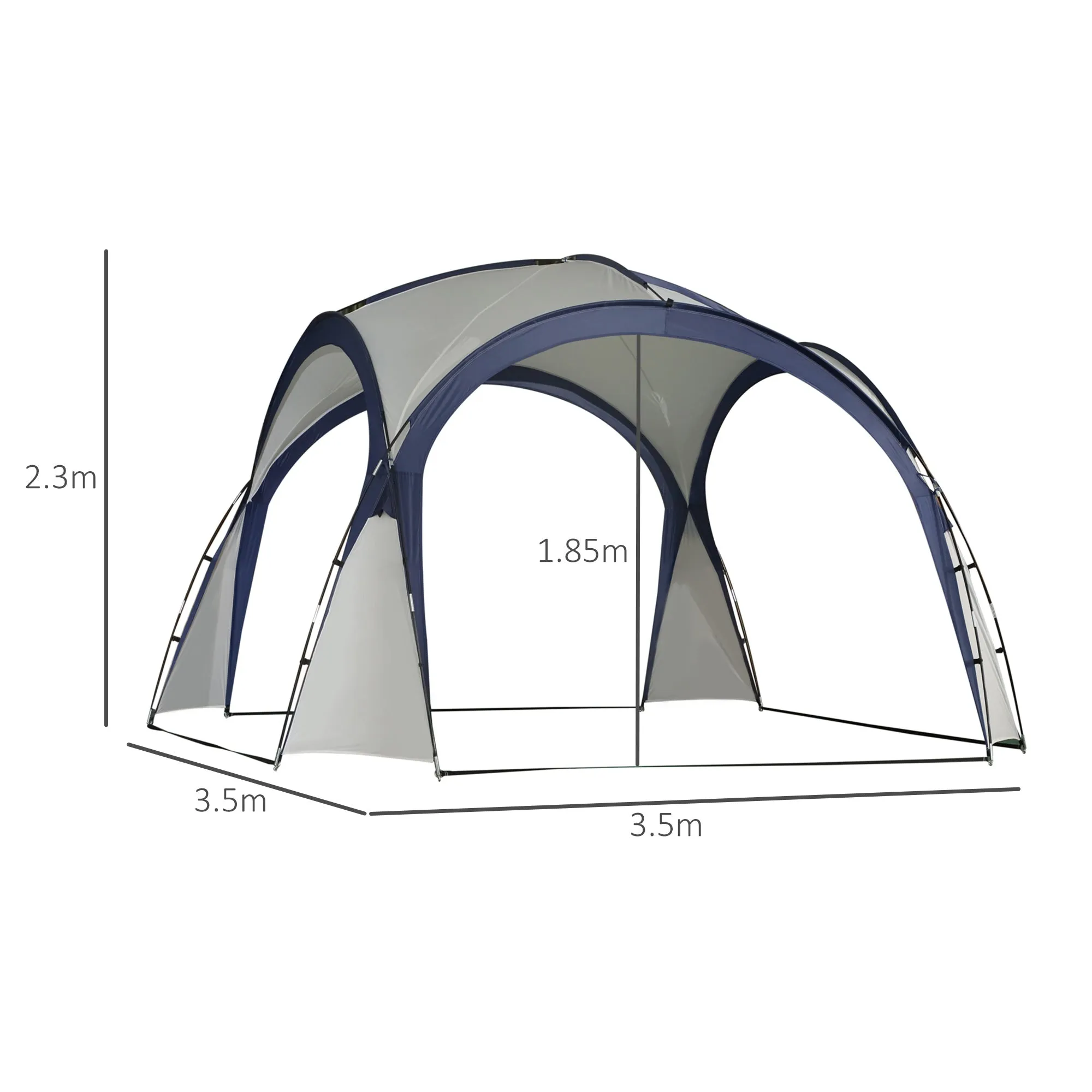 3.5 x 3.5M Gazebo Marquee Tent Outdoor Tarp Shelter Garden Party Event Shelter Patio Spire Arc Pavilion Camp Sun Shade, Cream and Blue