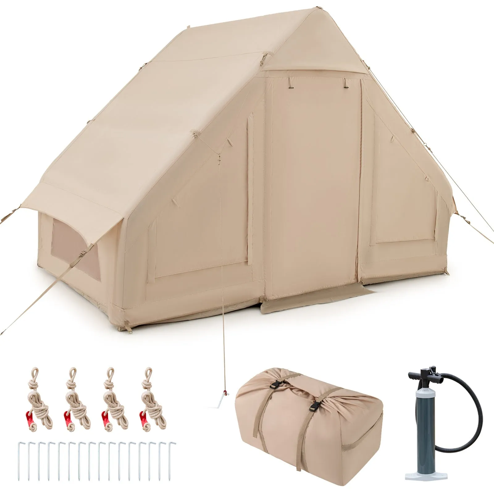 4-6 People Inflatable Camping Tent for Family Camping-Beige