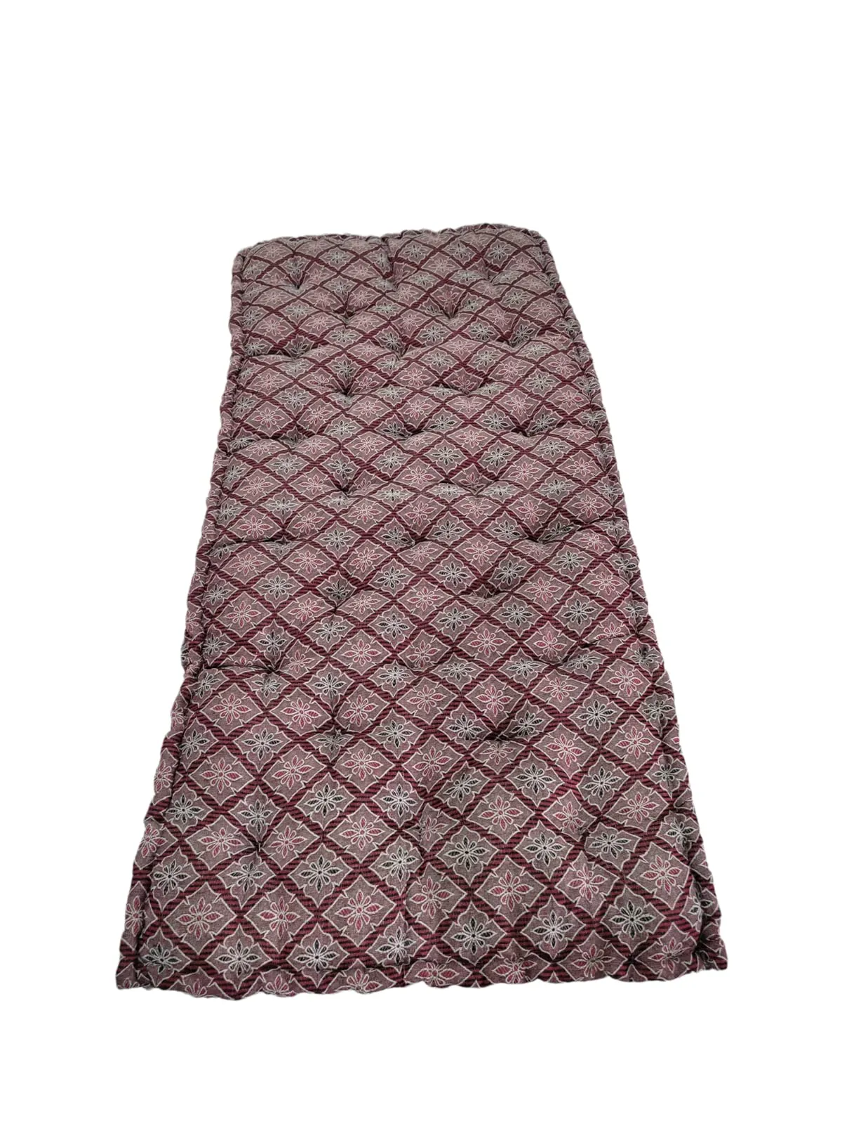 Adim's Thick Cotton Mattress | Gadda Medium Firm Soft Cotton Quilt Mattress | Rectangle Type Single Bed Mattress (3X6 ft or 72X36X5 Inches) Maroon Embroidery Design