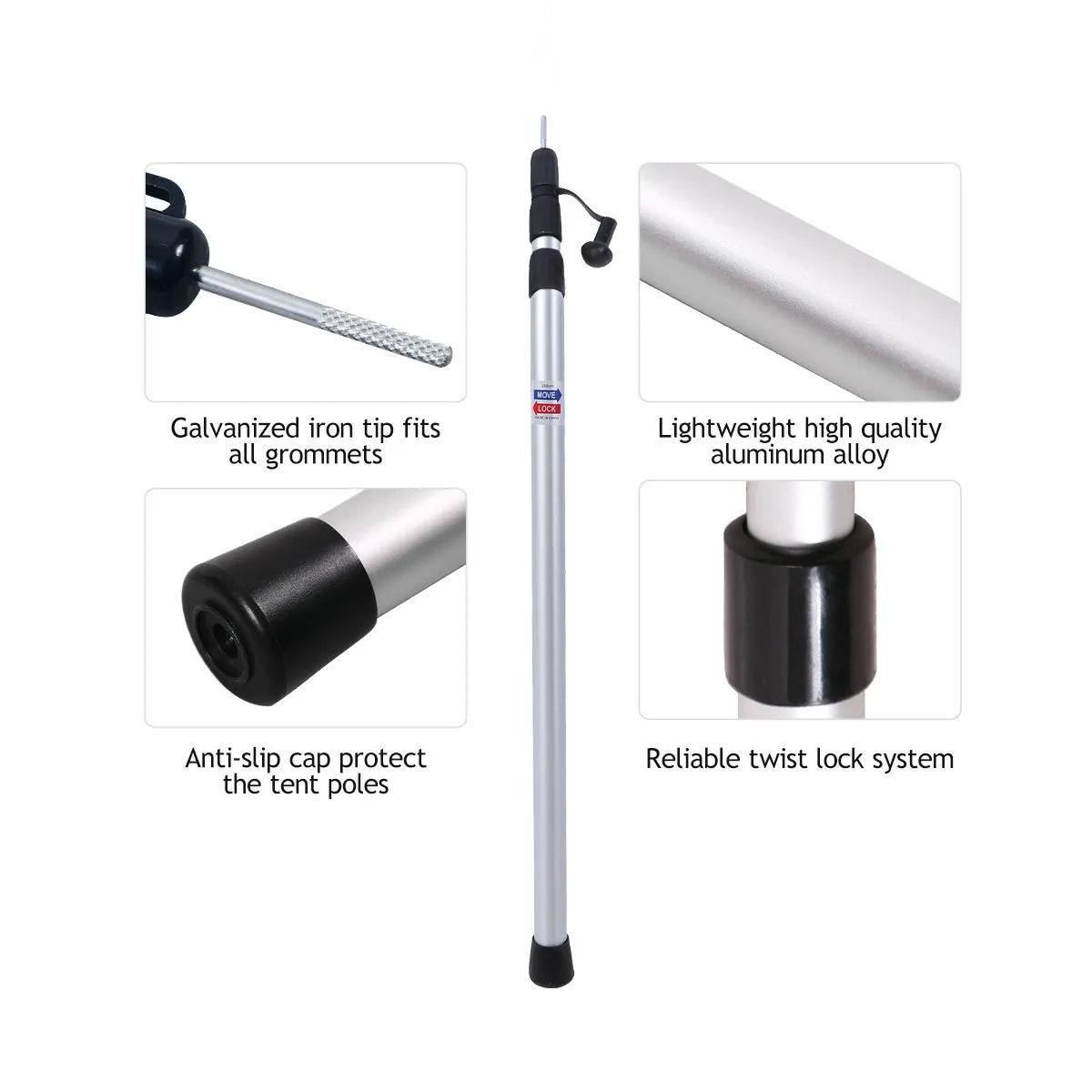 Aluminum Adjustable Telescoping Tarp Poles