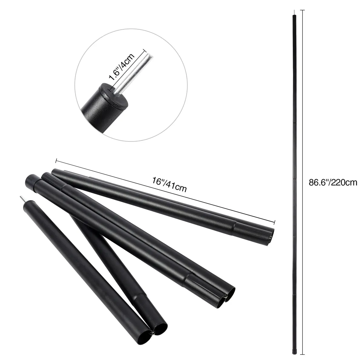 Aluminum Adjustable Telescoping Tarp Poles