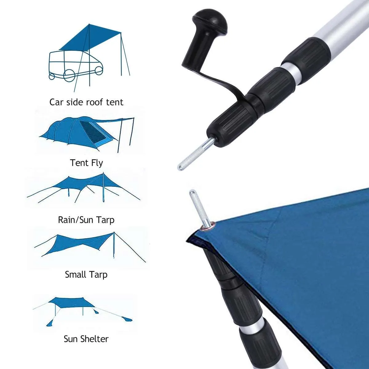 Aluminum Adjustable Telescoping Tarp Poles