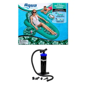 Aqua Leisure Campania 2 in 1 Lounger Pool Inflatable with Hand Pump, Floral