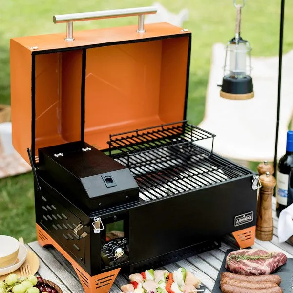 ASMOKE AS350 24" Vibrant Orange Portable Wood Pellet Grill and Smoker