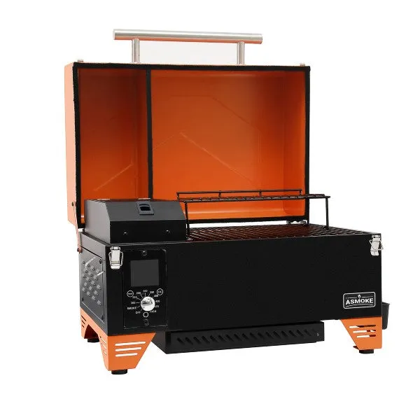 ASMOKE AS350 24" Vibrant Orange Portable Wood Pellet Grill and Smoker