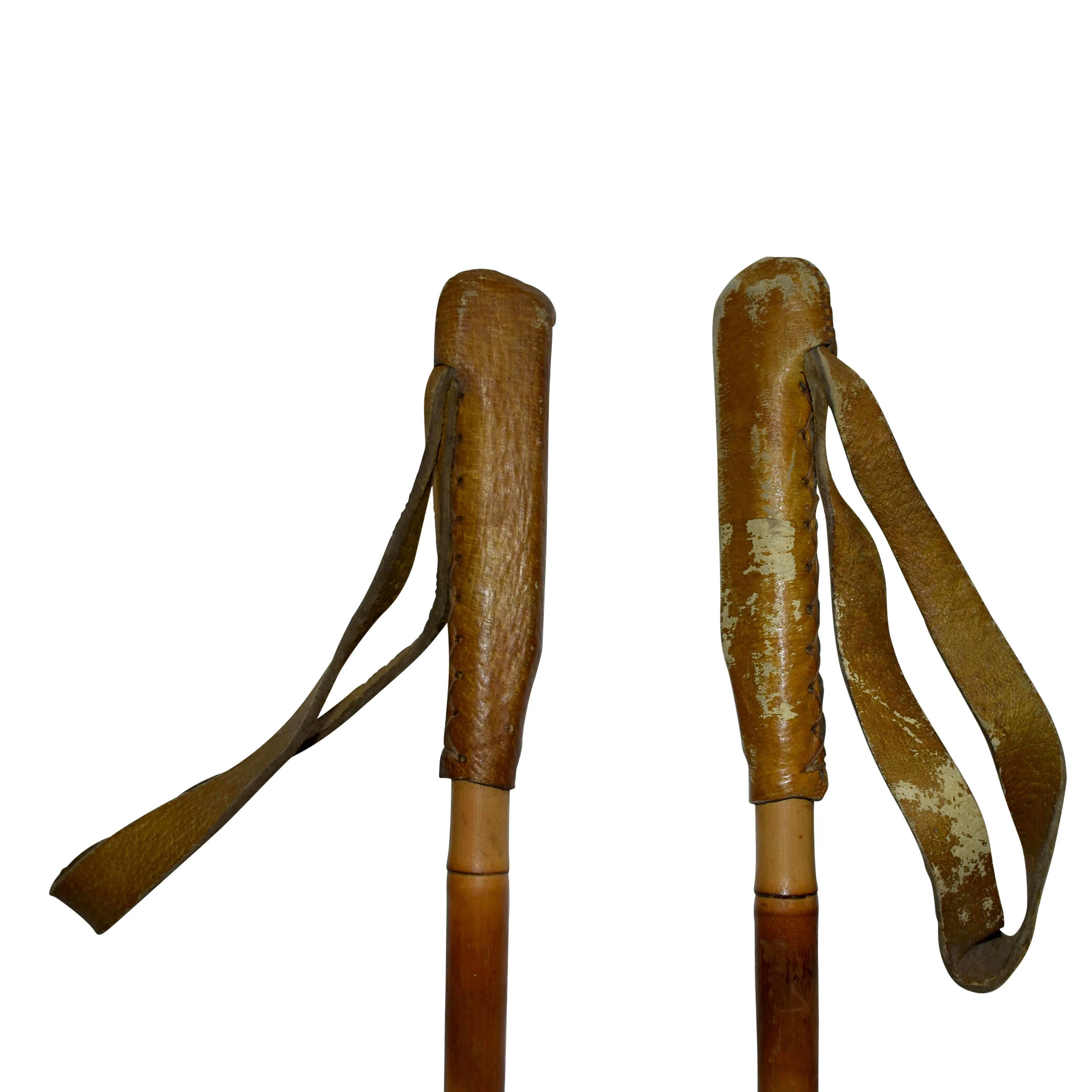 Bamboo Ski Poles with Leather Grips