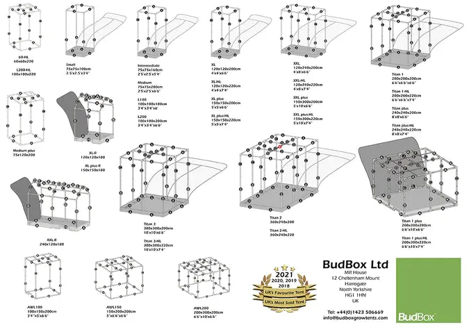 Bud Box Pro Tent Silver - 200 x 200 x 220cm