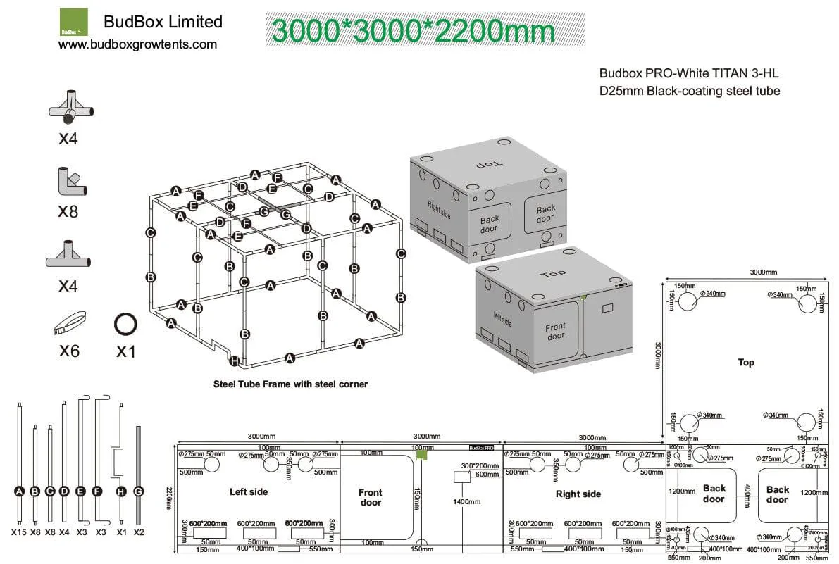 Bud Box Pro Tent Silver - 300 x 300 x 220cm