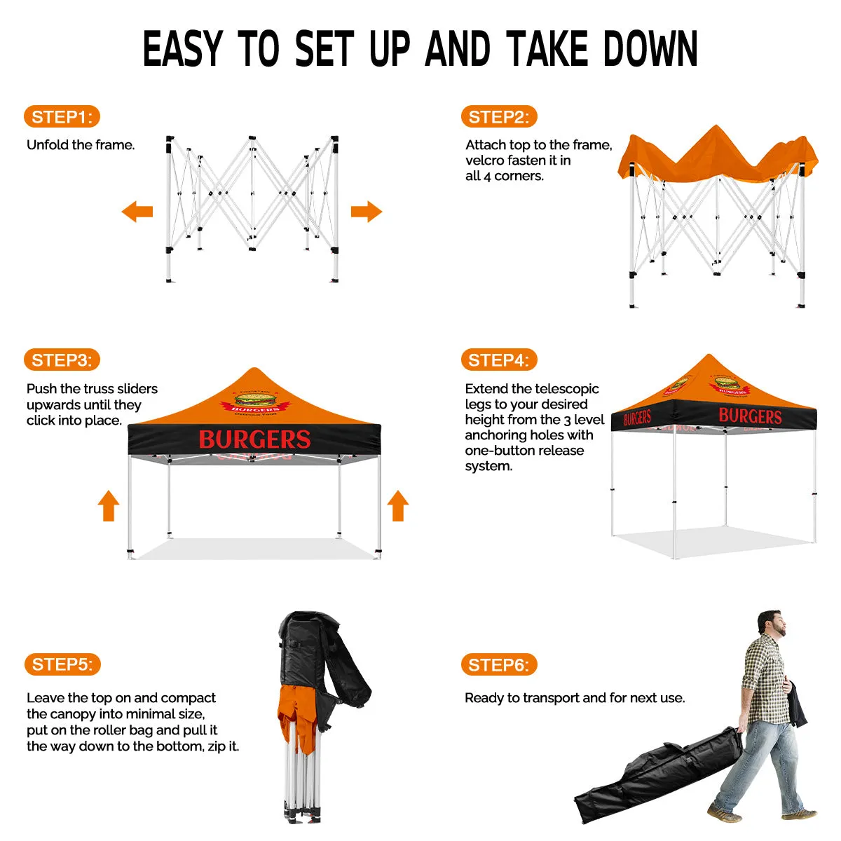 Burger Tent-ABLEM8CANOPY 10x10 Burger Pop Up Tents Canopies