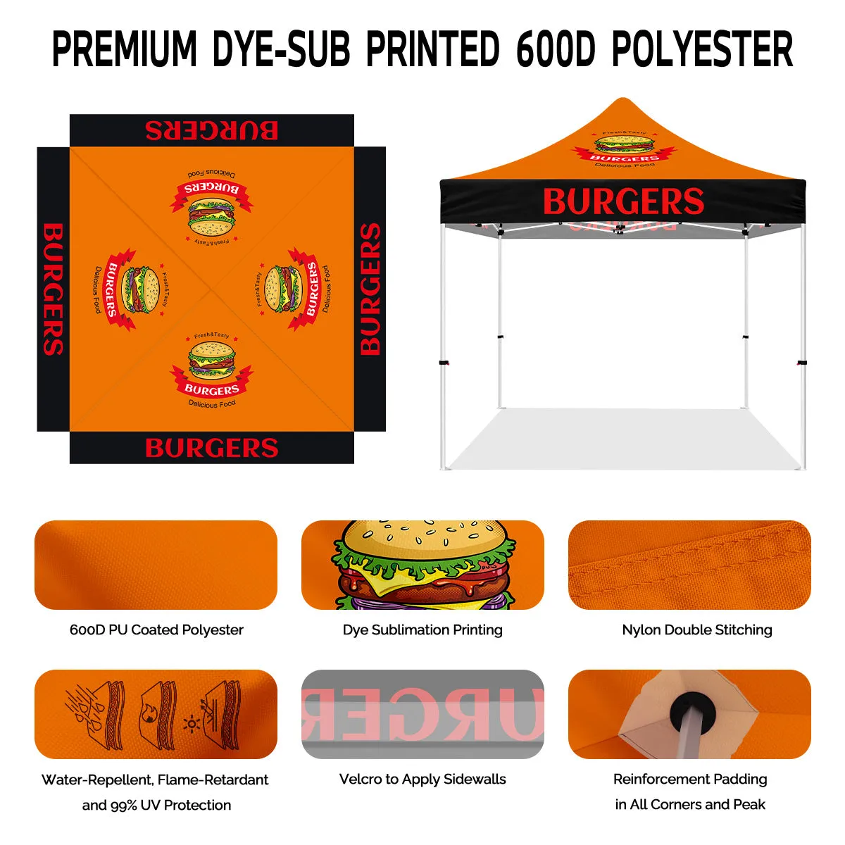 Burger Tent-ABLEM8CANOPY 10x10 Burger Pop Up Tents Canopies