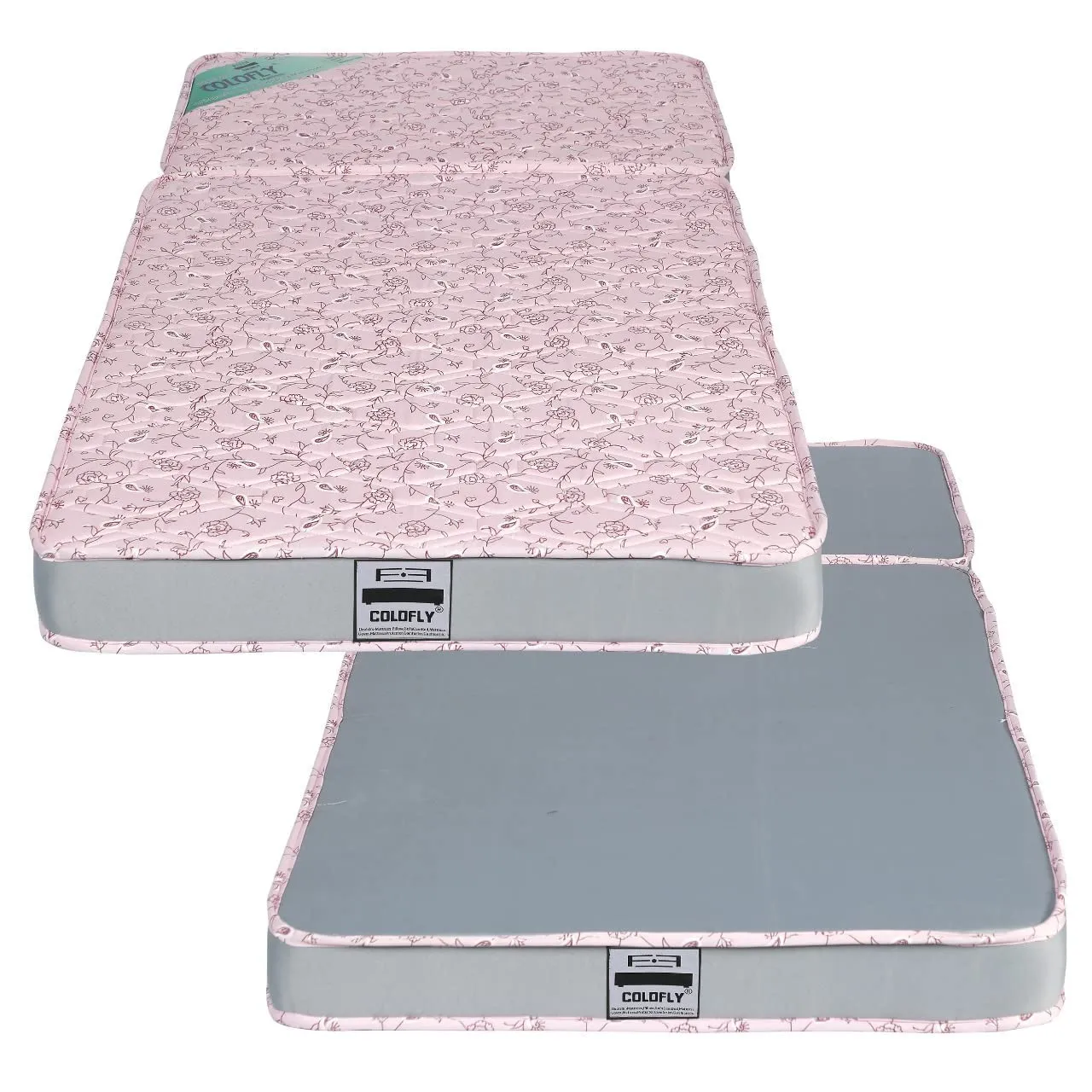 COLOFLY 4 inch Soft Bounce Single High Density PU Foam Foldable Mattress | Bed Cum Sofa Foldable Medium Firm Mattress for Travelling, (72x35x4, Pink)