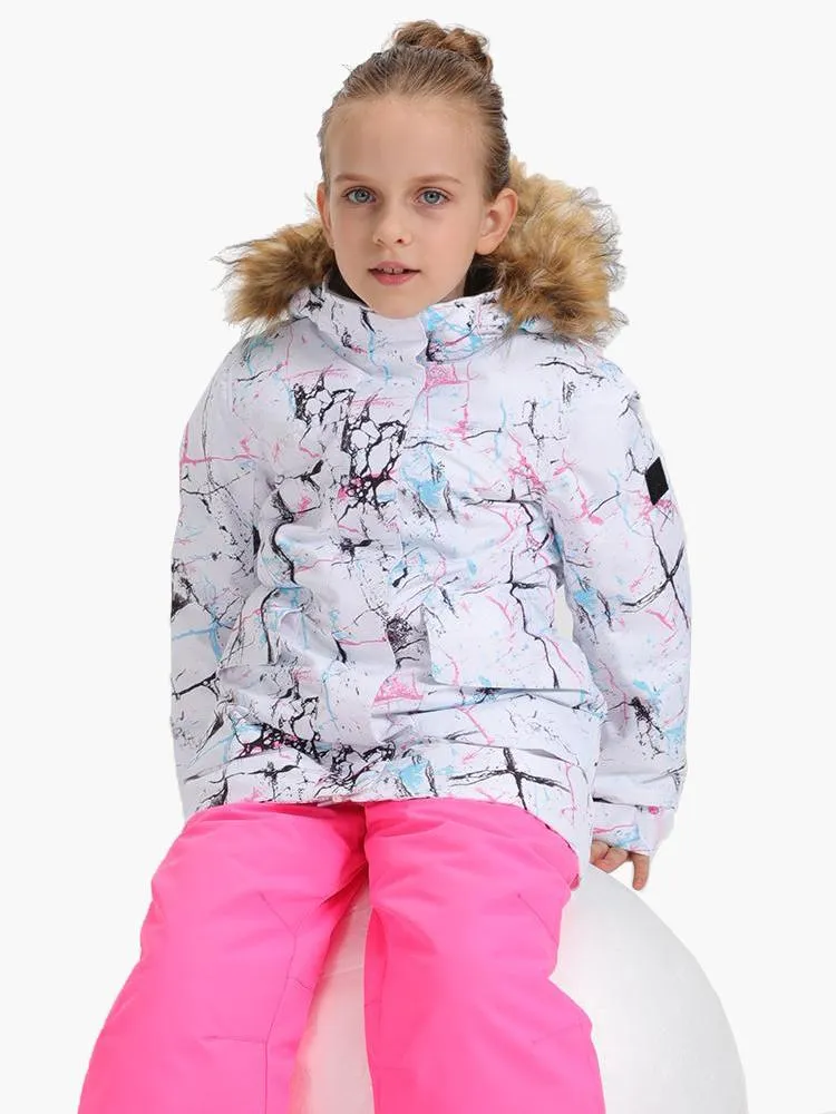 Colorful Vibrant Lines Kids Winter Snowboard Jacket