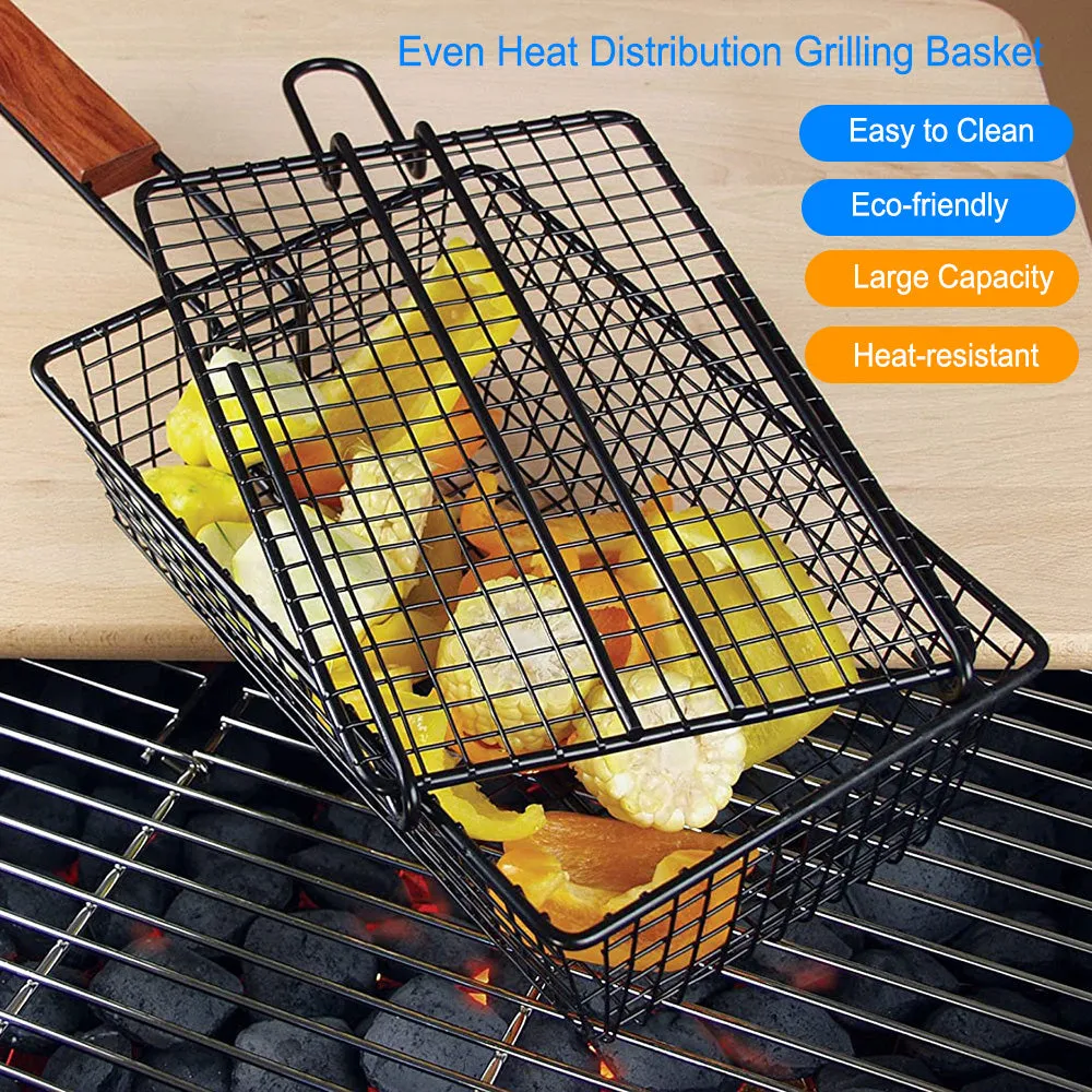 Grilling Nonstick Grill Basket with Lid