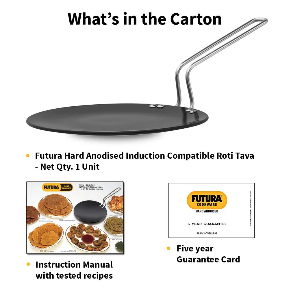 Hawkins Futura Hard Anodised Roti Tava 26cm, 4.88mm Thick Induction Compatible (Black)