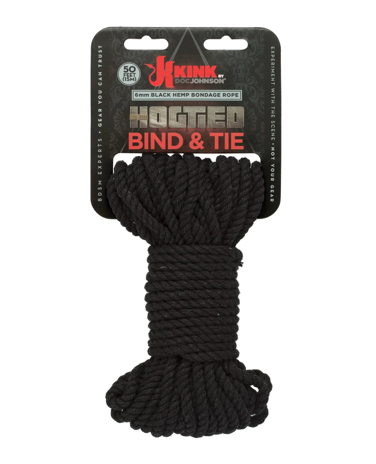 Kink Bind & Tie Hemp Bondage Rope - 50 ft Black