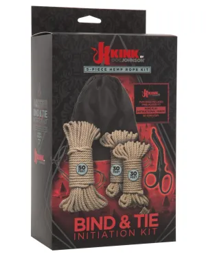 Kink Bind & Tie Initiation Hemp Rope Kit - Brown 5 pc Kit