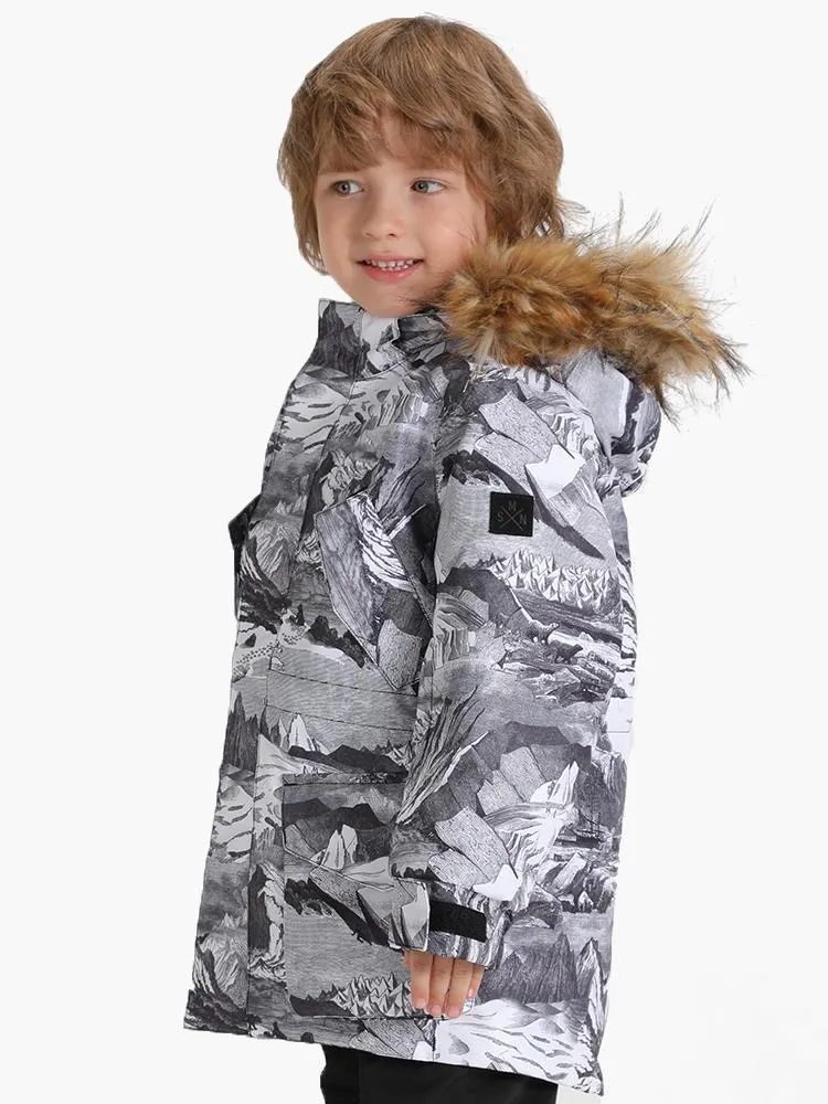 Landscape Painting Winter Kids Colorful Snowboard Jacket