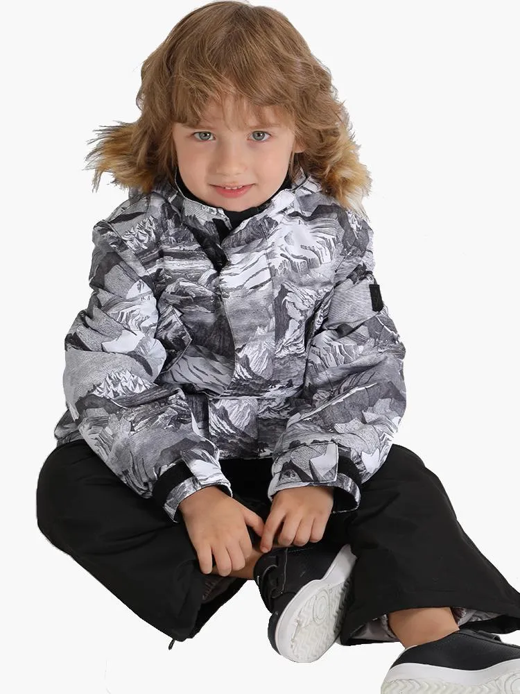 Landscape Painting Winter Kids Colorful Snowboard Jacket