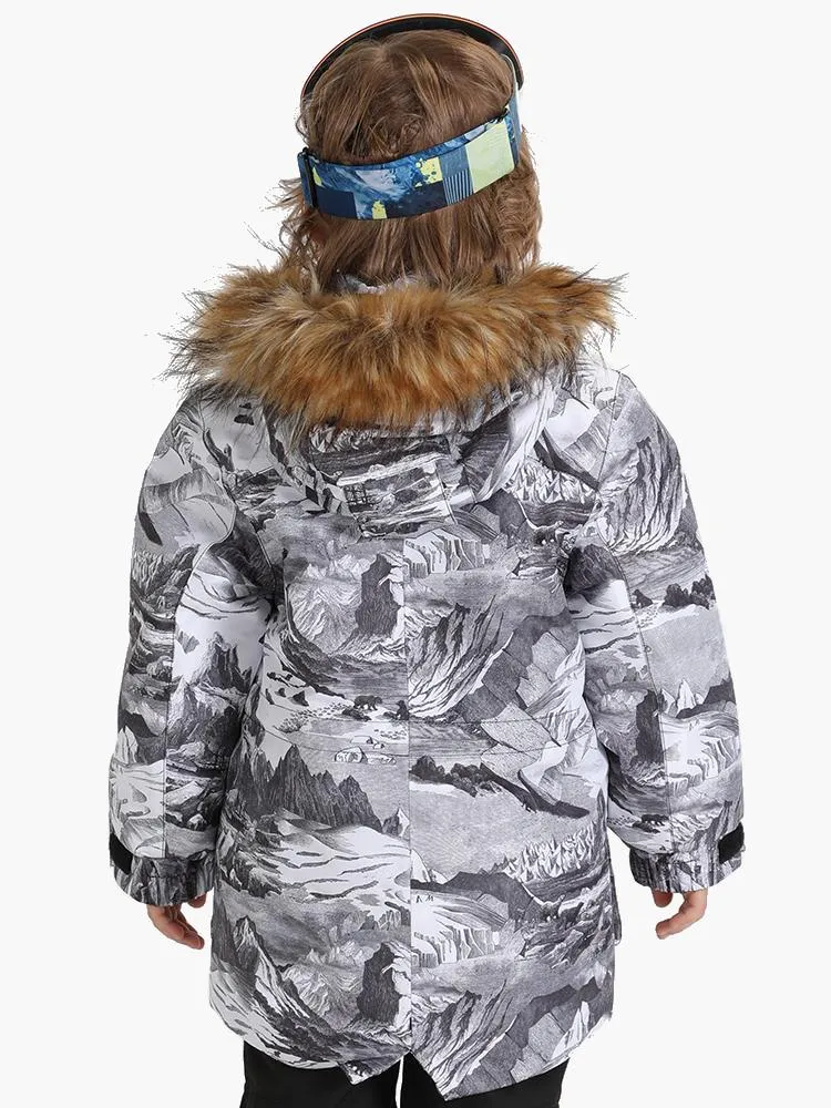 Landscape Painting Winter Kids Colorful Snowboard Jacket