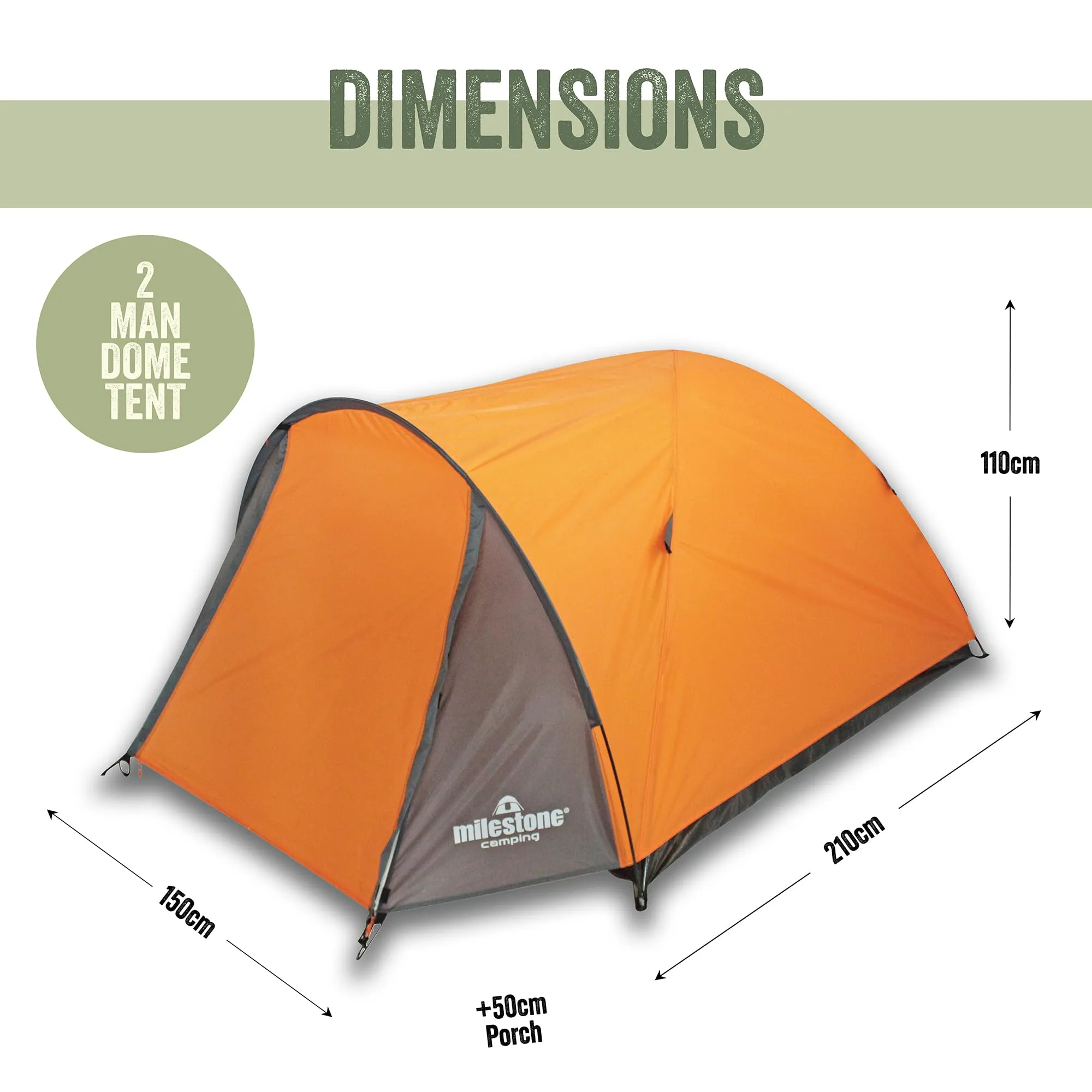 Milestone Camping 18859 Deluxe 2-Person Pop Up Dome Tent