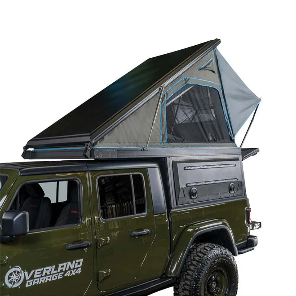 Overland Vehicle Systems MagPak - Camper Shell/Roof Top Tent Combo with Lights, Rear Molle Panel, Side Tie Downs, Front & Rear Windows