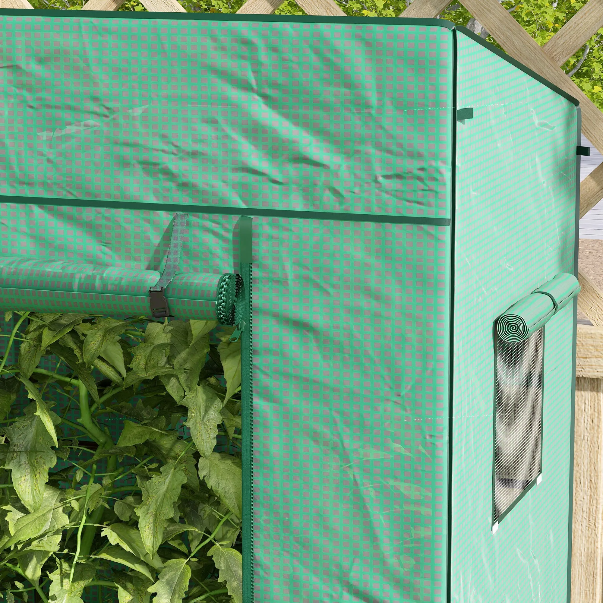 PE Cover Walk-in Outdoor Greenhouse, Green