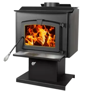 Pleasant Hearth HWS-1200-B Wood Burning Stove 1,200 Sq. Ft. 56,107 BTU Stainless Steel Ash Lip and Blower EPA Certified New