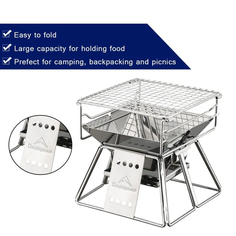 Portable Charcoal BBQ Grill Folding Barbecue Grill Outdoor Rack