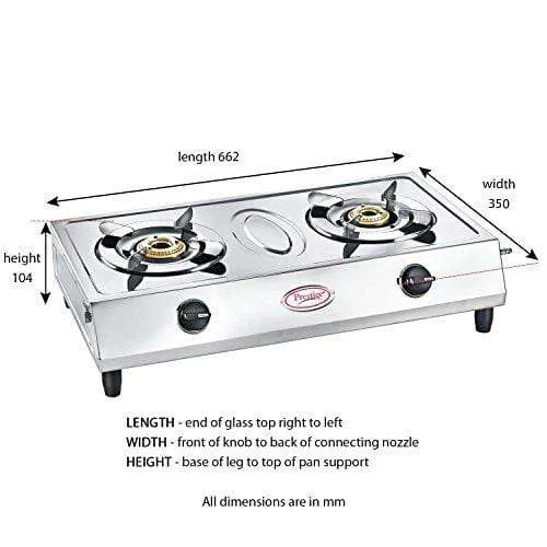 Prestige Agni Classic Stainless Steel 2 Burner Gas Stove