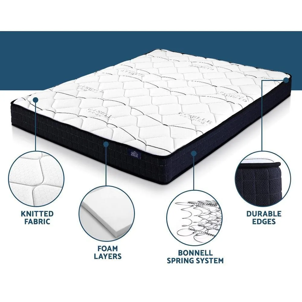 Queen Package | Ted Metal Bed Black & Glay Bonnell Spring Mattress (Medium Firm)