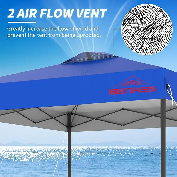 SANNWSG 10x10FT Pop Up Canopy with Sidewalls, Easy Up Canopy Tent, Heavy Duty Tents for Parties, One Person Set Up Event Tent, Blue