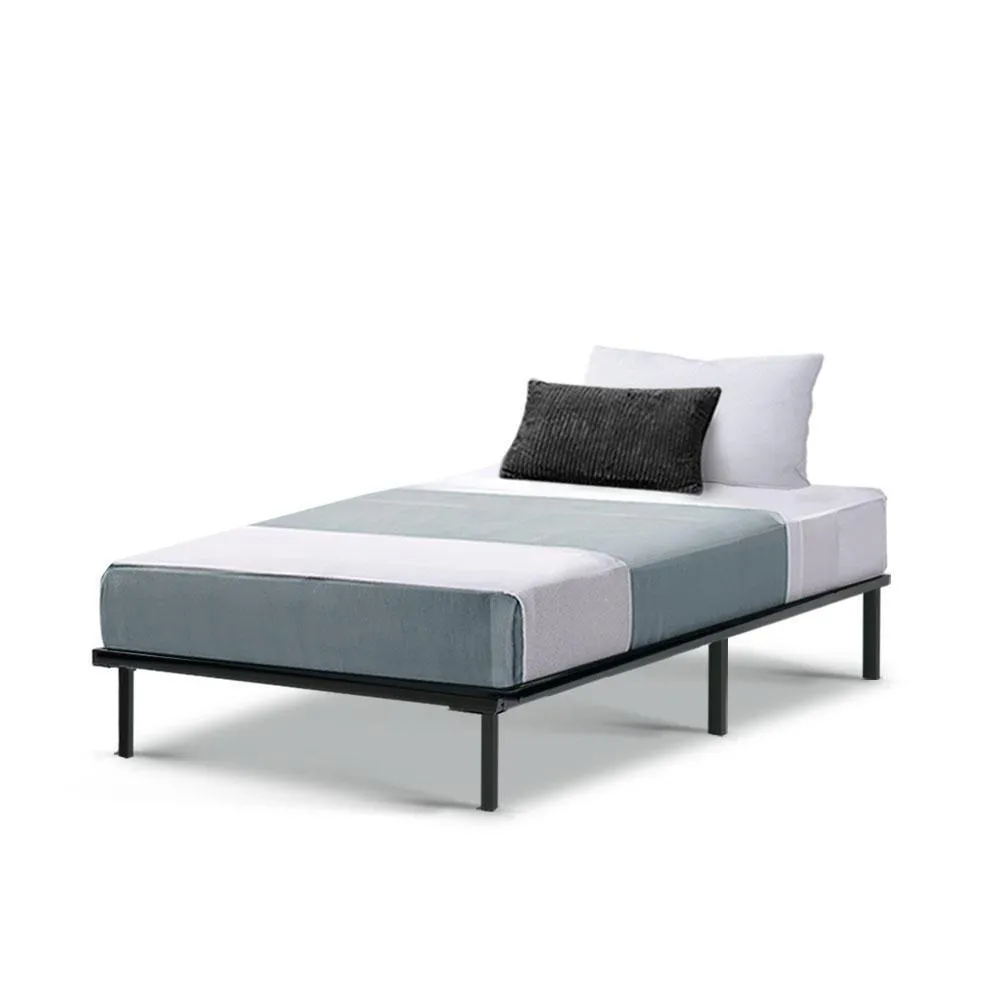 Single Package | Ted Metal Bed Black & Glay Bonnell Spring Mattress (Medium Firm)