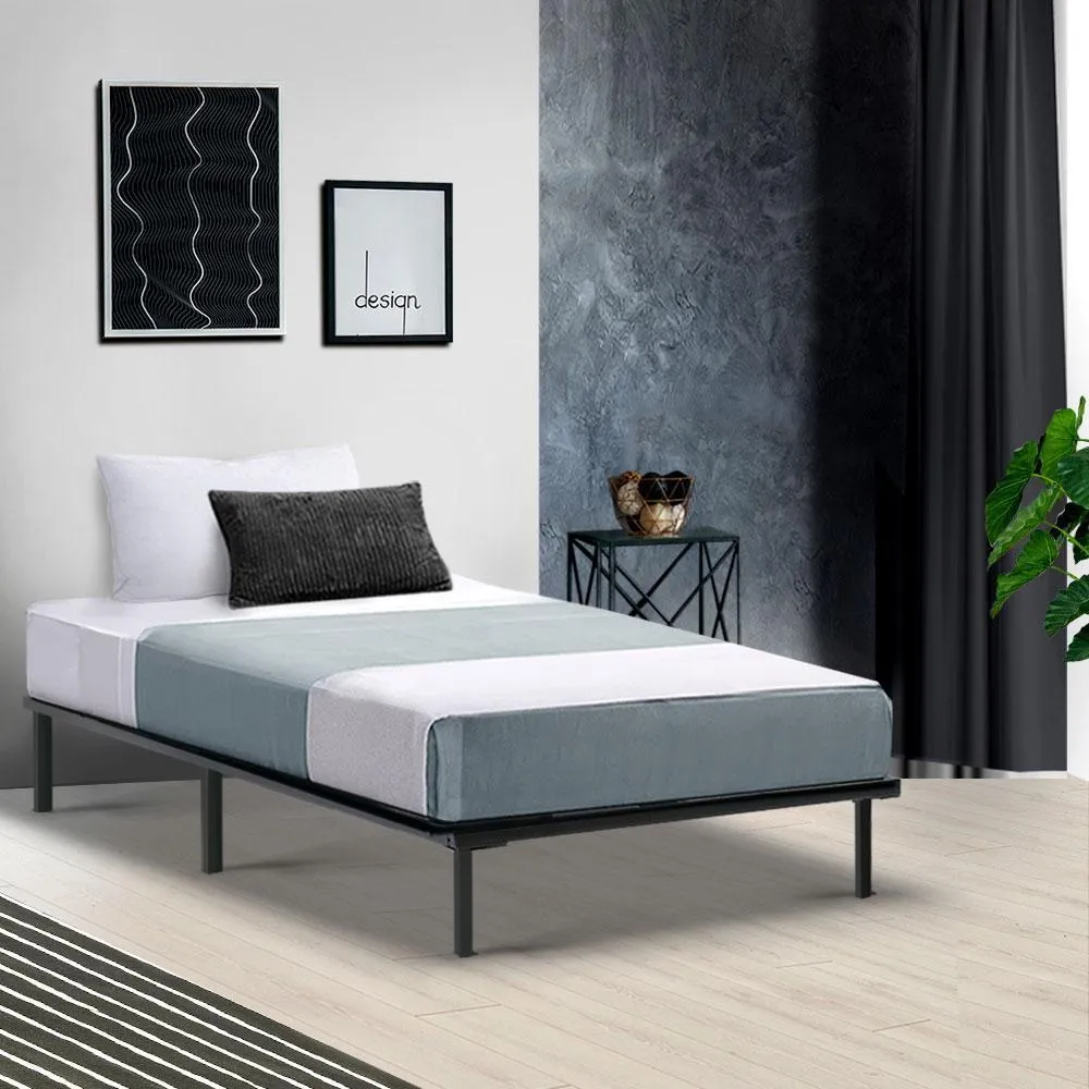 Single Package | Ted Metal Bed Black & Glay Bonnell Spring Mattress (Medium Firm)