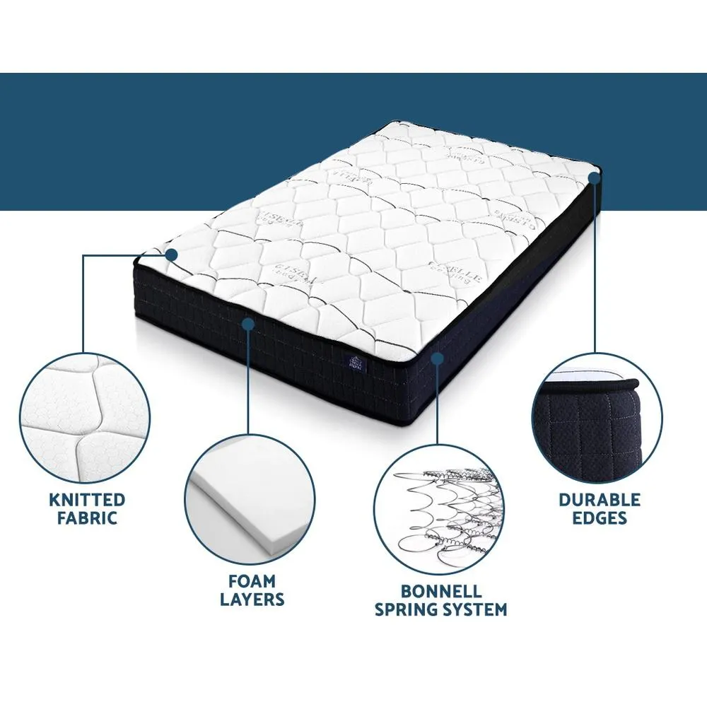 Single Package | Ted Metal Bed Black & Glay Bonnell Spring Mattress (Medium Firm)