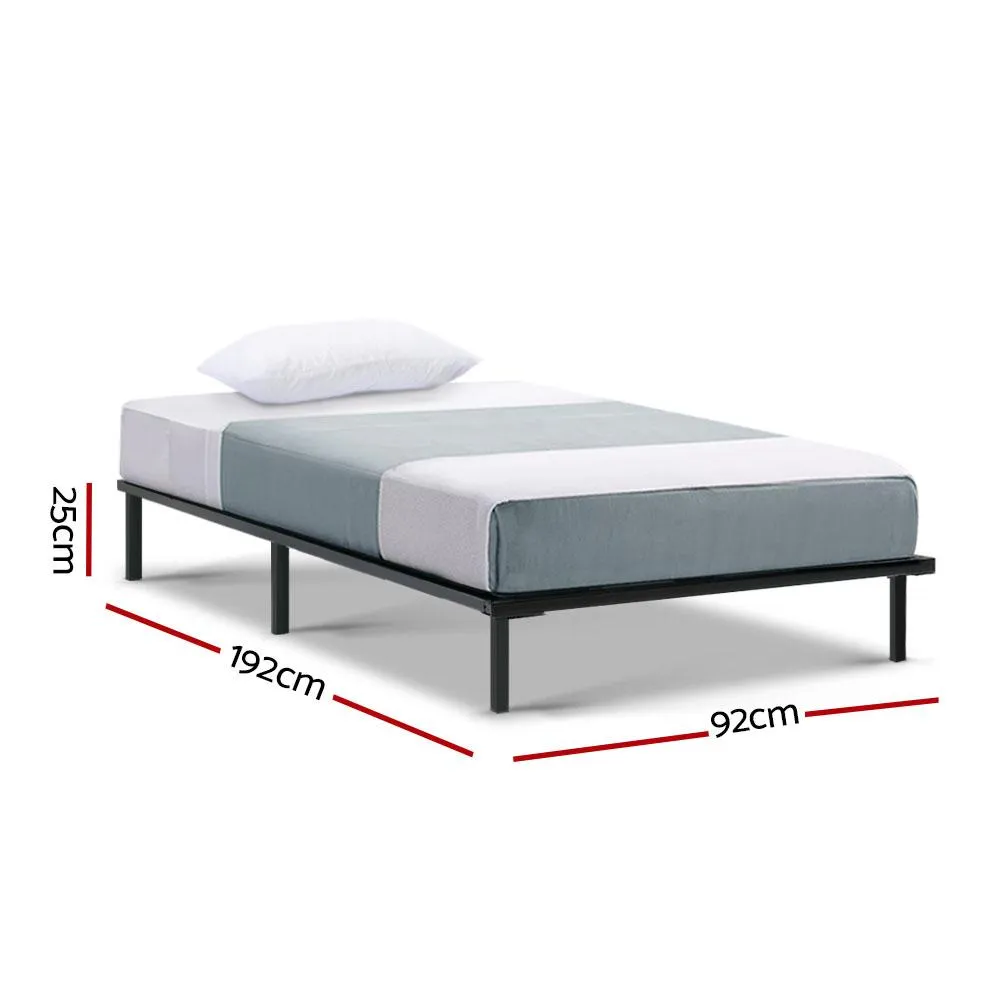 Single Package | Ted Metal Bed Black & Glay Bonnell Spring Mattress (Medium Firm)