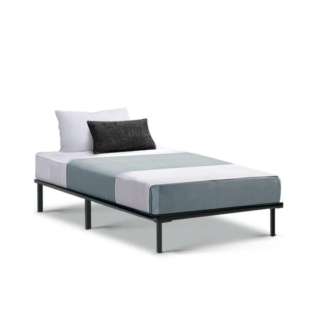 Single Package | Ted Metal Bed Black & Glay Bonnell Spring Mattress (Medium Firm)