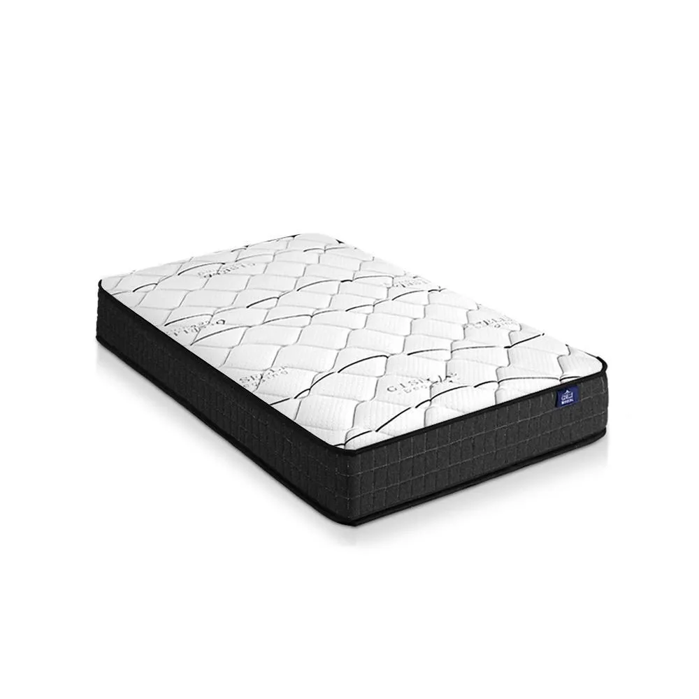 Single Package | Ted Metal Bed Black & Glay Bonnell Spring Mattress (Medium Firm)