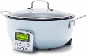 Smart Electric 6QT Skillet Pot, Saute Stir-Fry and Cook Rice, Healthy Ceramic, Dishwasher Safe Parts, Easy-to-use LED Display