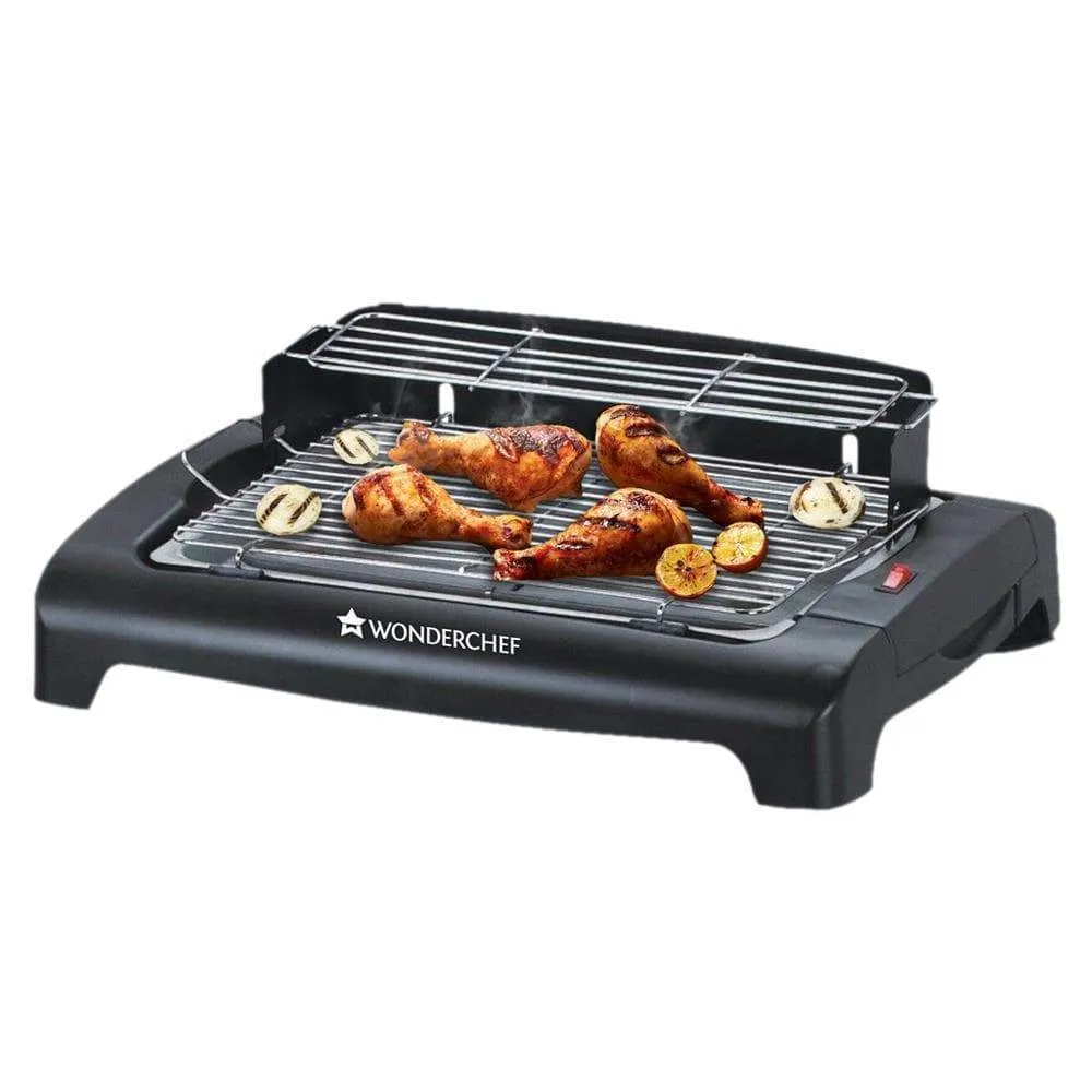 Smoky Grill Non-Stick Electric Barbeque(BBQ) with Adjustable Stand| Wide Grill Tray| Smoke Free Griller, Frying, Tandoori Maker for Indoor, Outdoor, Camping, Parties| Portable, Sleek & Compact, Lightweight Appliance| 1650 Watt| 1 Year Warranty