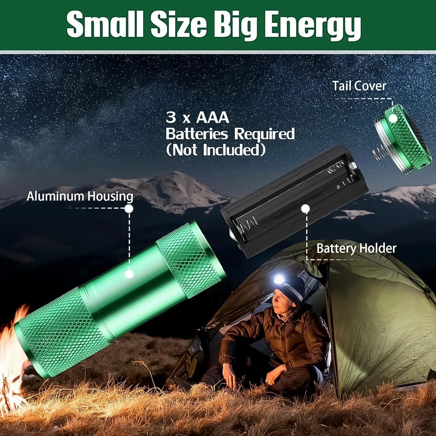 Super-Bright Mini 9 LED Bulb Pocket Torches - Small Torch Flashlight for Camping, Hiking, DIY, Travelling, Outdoors and More 3 Battery operated (Battery not included / 1 pc)