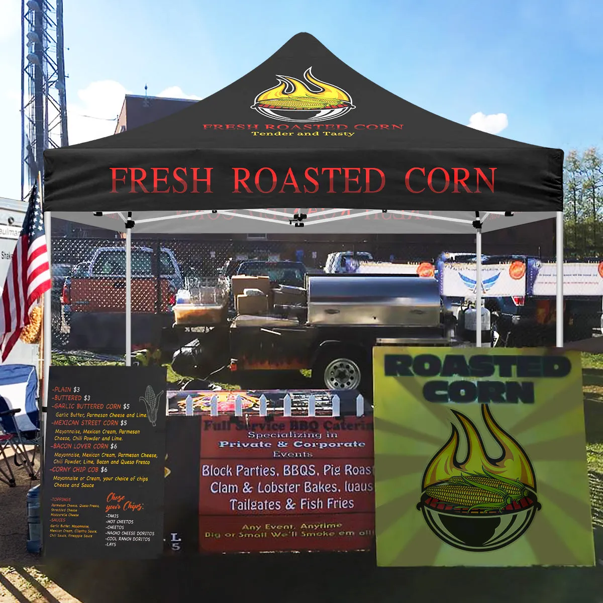 Tents for Food Vendors-10x10 Roasted Corn Outdoor Canopy and Tents