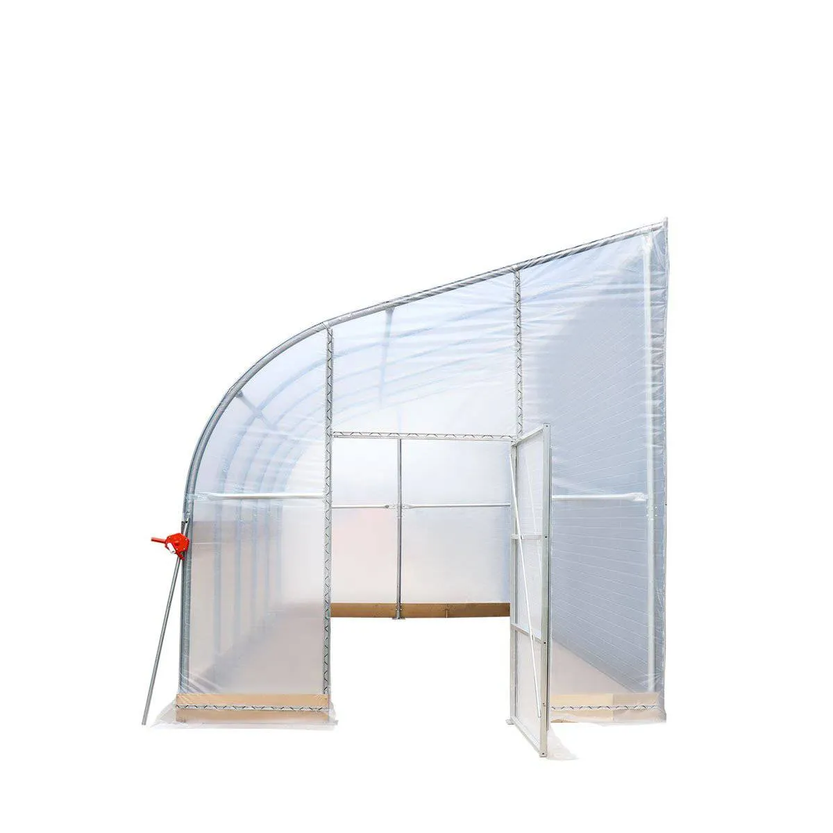 TMG Industrial 10’ x 20’ Lean-To Greenhouse Grow Tent w/6 Mil Clear EVA Plastic Film, Cold Frame, Hand Crank Roll-Up Side, 6-½’ Sidewall, TMG-GHL1020