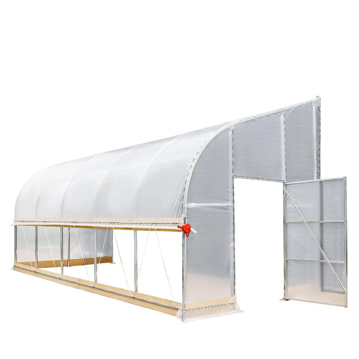 TMG Industrial 10’ x 20’ Lean-To Greenhouse Grow Tent w/6 Mil Clear EVA Plastic Film, Cold Frame, Hand Crank Roll-Up Side, 6-½’ Sidewall, TMG-GHL1020