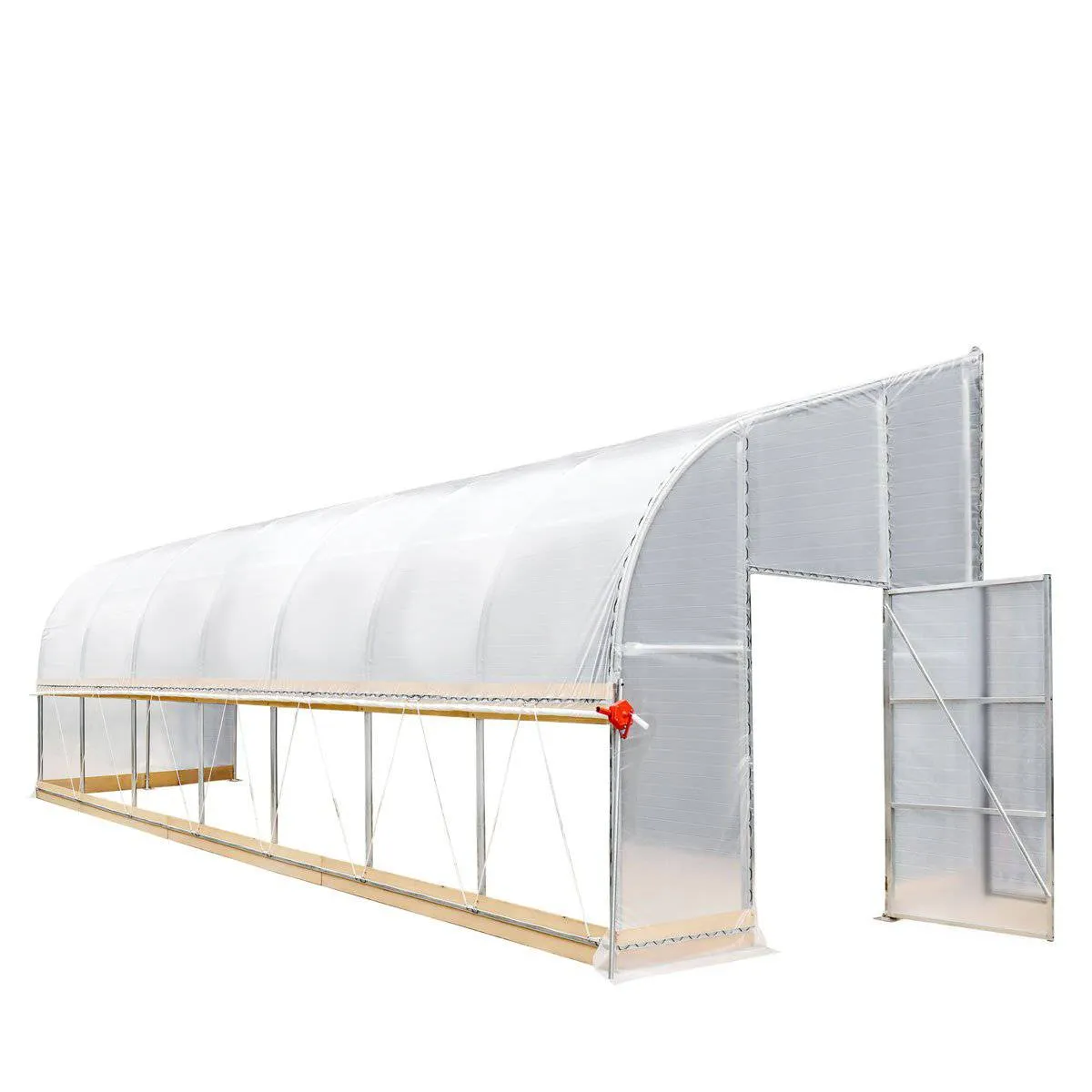 TMG Industrial 10’ x 30’ Lean-To Greenhouse Grow Tent w/6 Mil Clear EVA Plastic Film, Cold Frame, Hand Crank Roll-Up Side, 6-½’ Sidewall, TMG-GHL1030