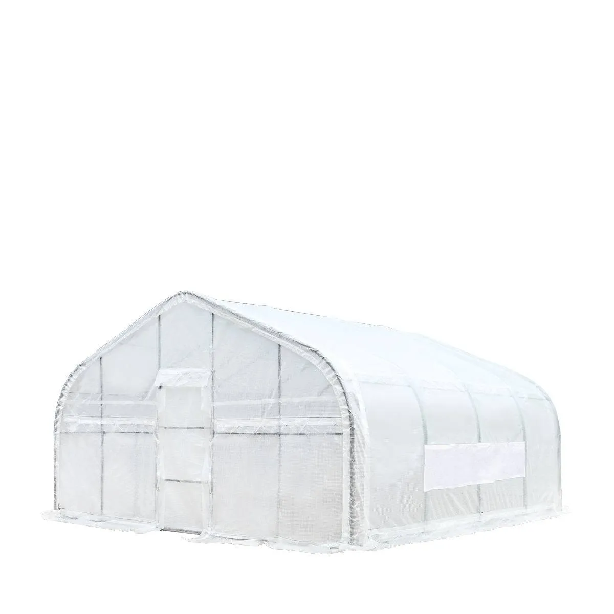 TMG Industrial 20’ x 20’ Tunnel Greenhouse Grow Tent w/12 Mil Ripstop Leno Mesh Cover, Cold Frame, Roll-up Windows, Peak Ceiling Roof, TMG-GH2020