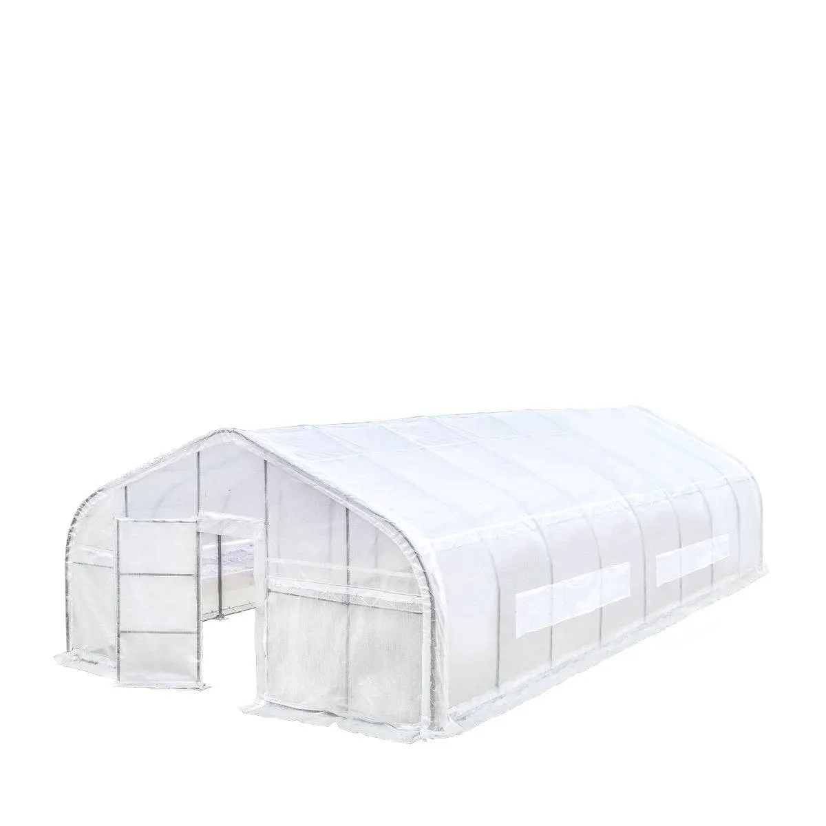 TMG Industrial 20’ x 40’ Tunnel Greenhouse Grow Tent w/12 Mil Ripstop Leno Mesh Cover, Cold Frame, Roll-up Windows, Peak Ceiling Roof, TMG-GH2040