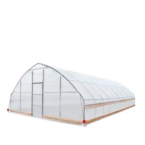 TMG Industrial 25’ x 40’ Tunnel Greenhouse Grow Tent w/6 Mil Clear EVA Plastic Film, Cold Frame, Hand Crank Roll-Up Sides, Peak Ceiling Roof, TMG-GH2540